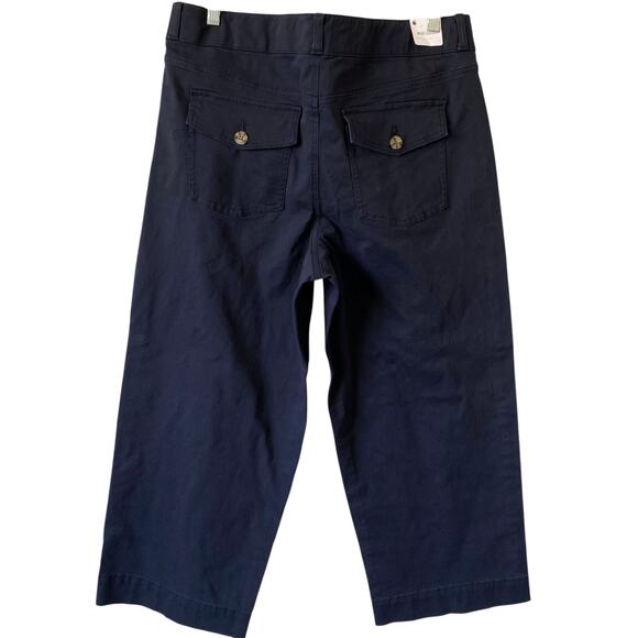 NEW GLORIA VANDERBILT Mid Rise Wide Leg Crop Smoothing Tummy Panel Pants Navy 14 - Picture 2 of 6